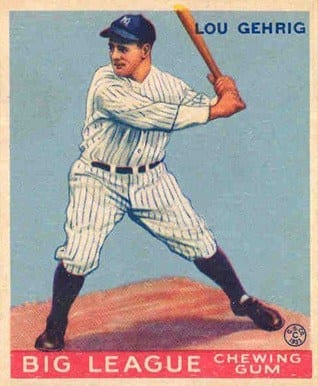 1933 Lou Gehrig baseball card