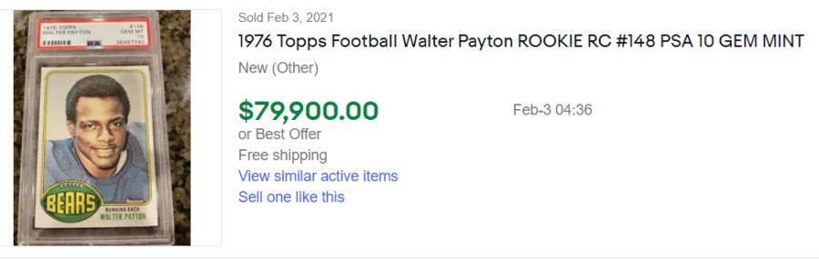 walter payton rookie card for sale
