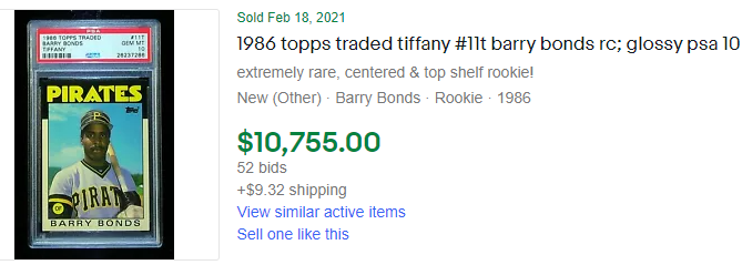 1986 topps traded tiffany barry bonds for sale