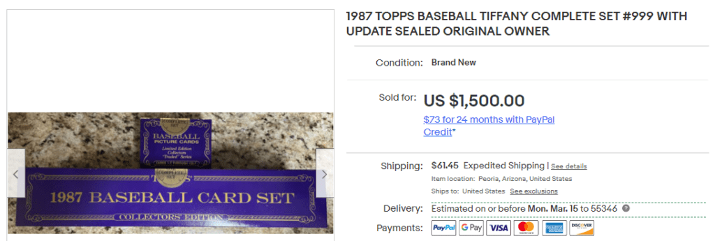 1987 topps complete set