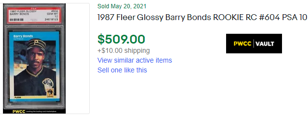 1987 fleer barry bonds rookie for sale