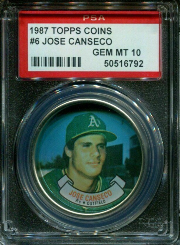 1987 topps jose canseco coin