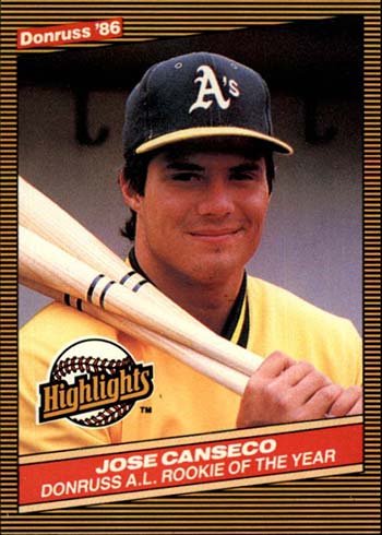 jose canseco 1986 donruss highlights rookie card