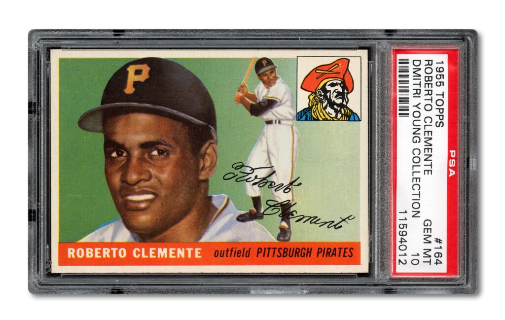 1955 topps roberto clemente dmitri young collection