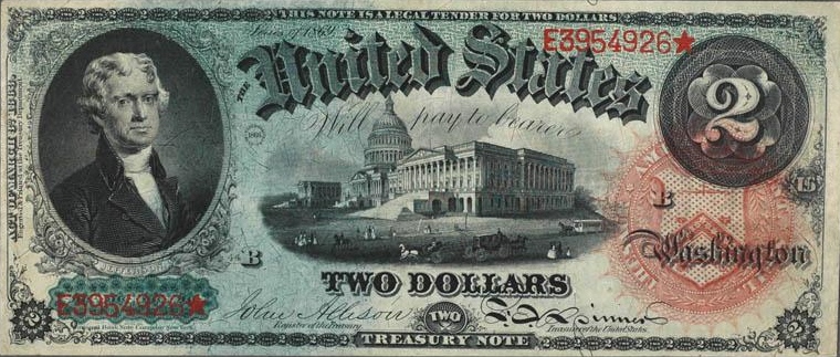 1869 2 dollar