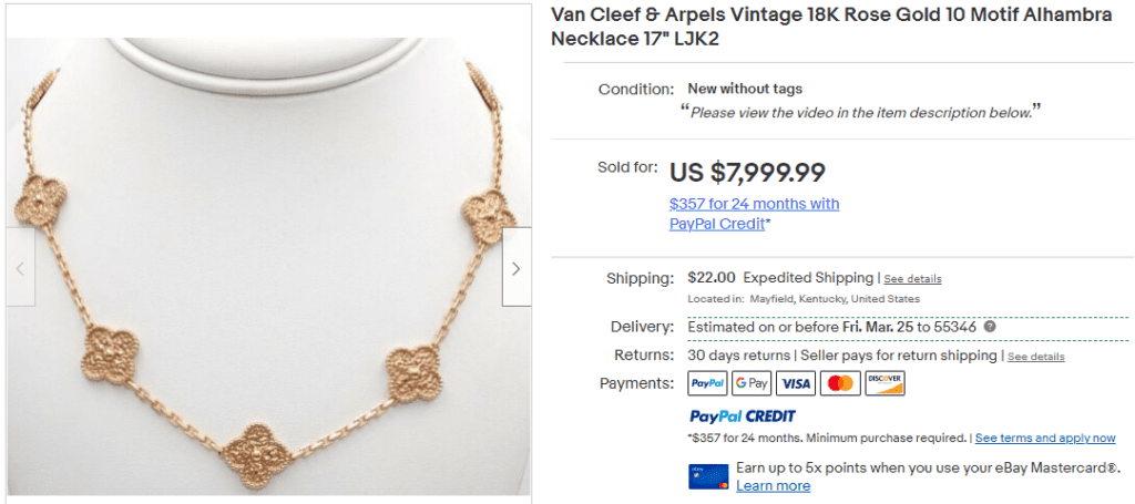 Van Cleef & Arpels Vintage 18K Rose Gold 10 Motif Alhambra Necklace 