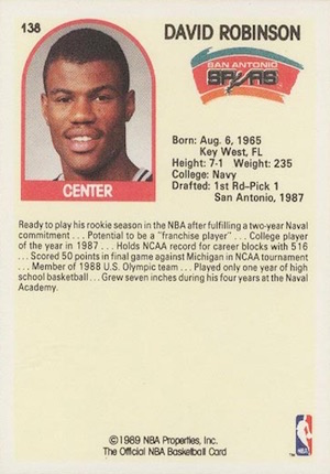 1989-90 hoops david robinson rookie 