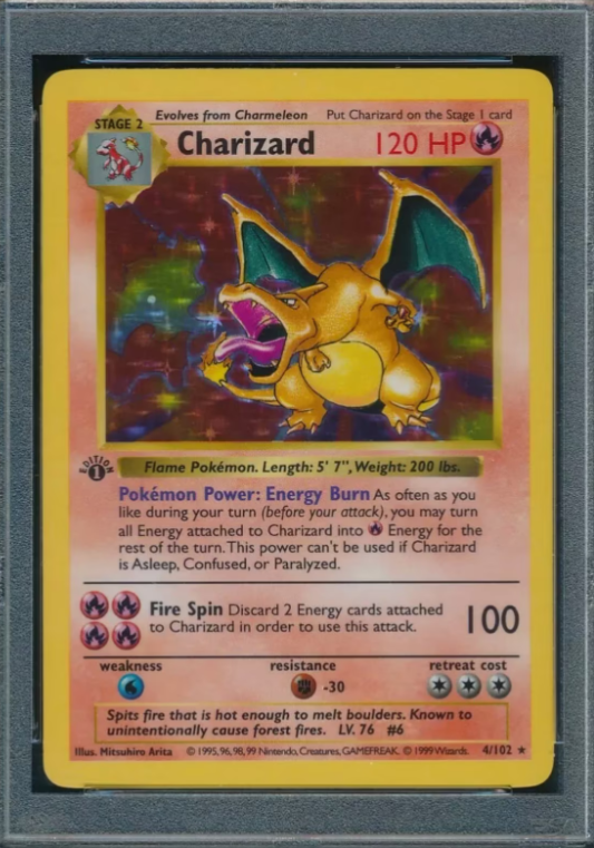 1999 1st Edition Shadowless Base Set Charizard first edition pokemon cards
