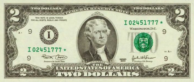 2 dollar bill star note